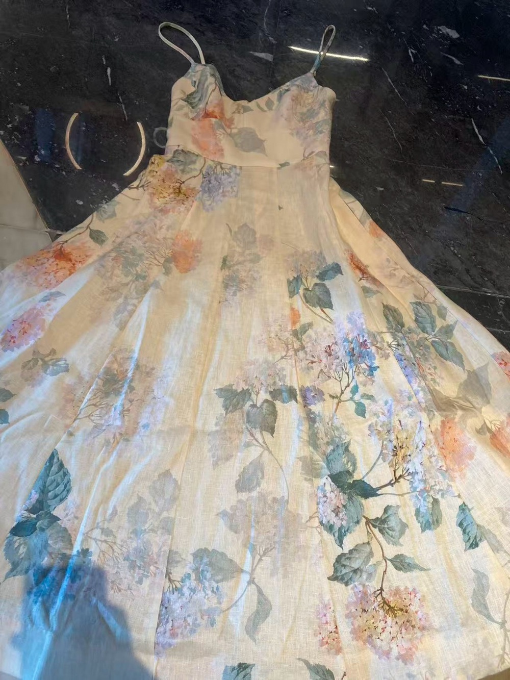 Zimmermann Floral Cream Midi Slip Dress with Spaghetti Straps size 0 - Picture 6 of 11